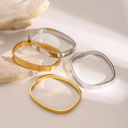 Classic Style Solid Color 304 Stainless Steel Bangle In Bulk Stainless Steel Bracelets