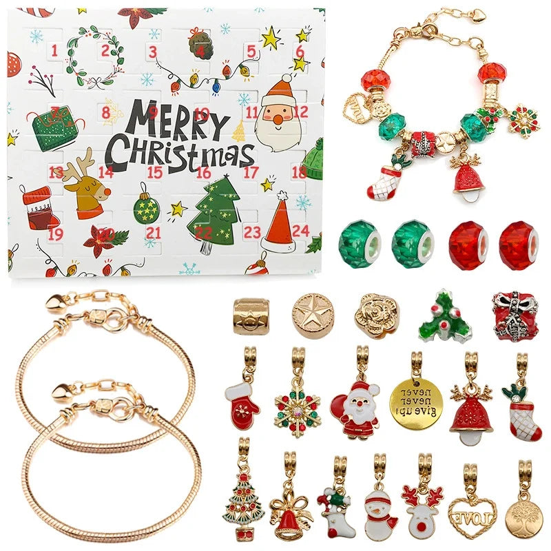 Christmas 24 Countdown Calendar DIY Blind Box Creative Blind Box Bracelet Jewelry Advent Gift