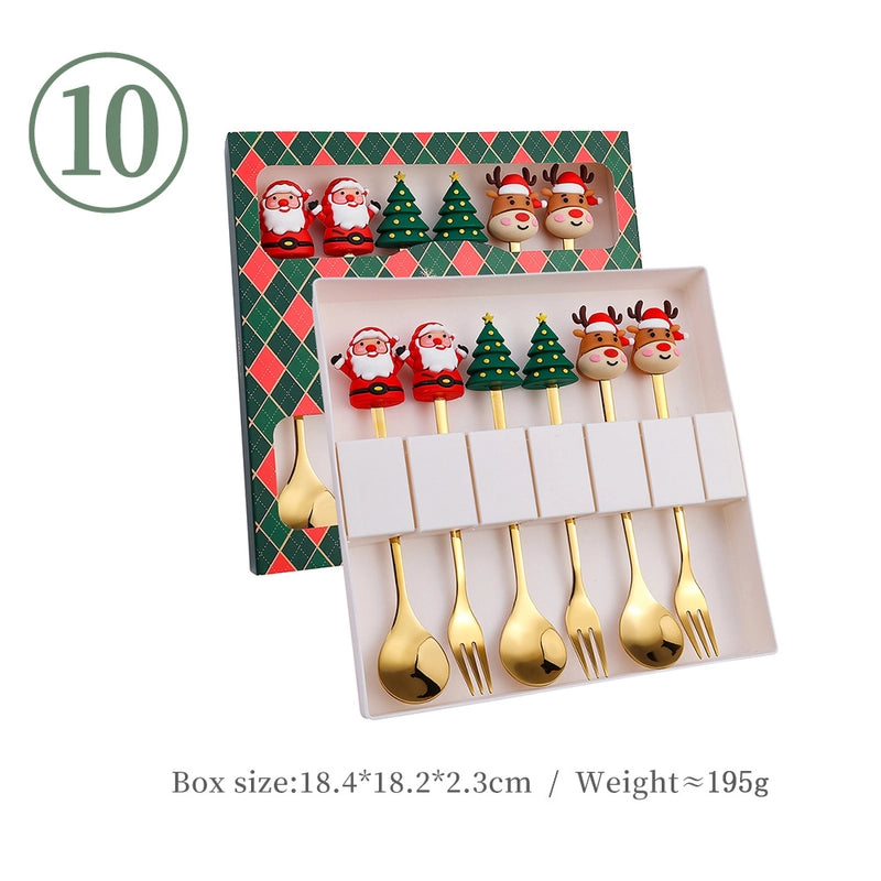 J Christmas Spoon Suit Cartoon Funny Christmas Tree Dessert Cake Spoon Creative Tableware Christmas Gift