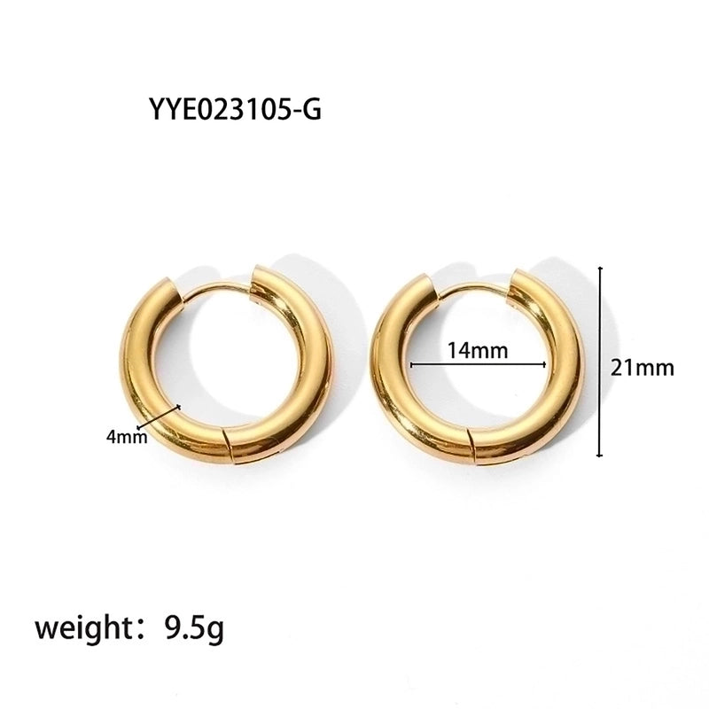 1 Pair Minimalist Round Plating 201 Stainless Steel 18K Gold Plated Hoop Earrings