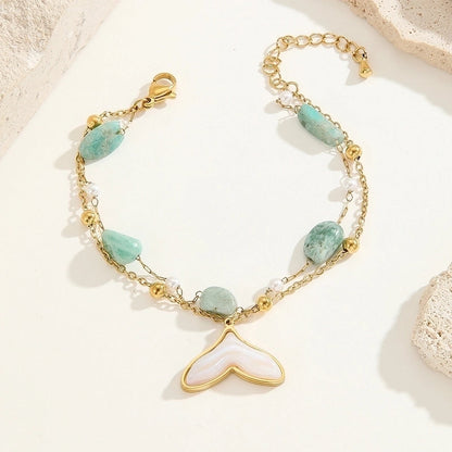 Minimalist Classic Style Color Block Ocean Titanium Steel 18K Gold Plated Crystal Bracelets In Bulk