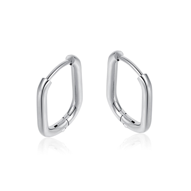 1 Pair Minimalist Solid Color Patchwork 304 Stainless Steel Hoop Earrings