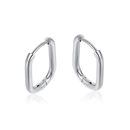 1 Pair Minimalist Solid Color Patchwork 304 Stainless Steel Hoop Earrings