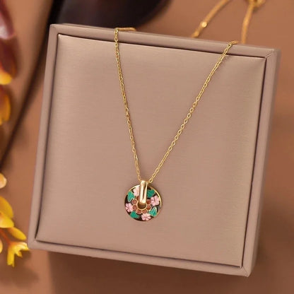 304 Stainless Steel 18K Gold Plated Retro Plating Flower Earrings Necklace