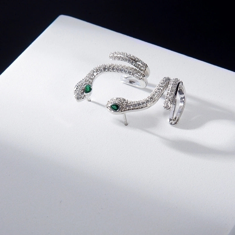 2 Pieces Retro Flower Copper Inlay Zircon Drop Earrings Ear Studs 1 Pair