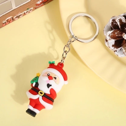 Cute Christmas Tree Santa Claus Elk PVC Metal Christmas Women's Bag Pendant Keychain