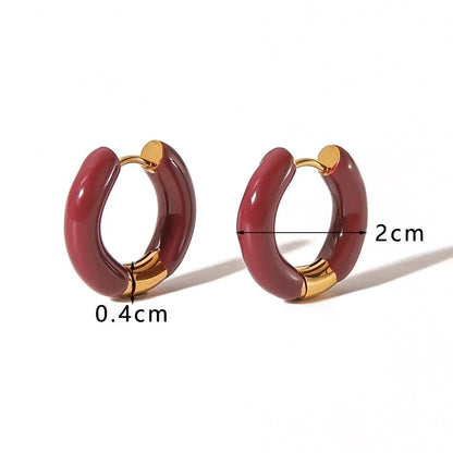 1 Pair Minimalist Circle Plating 304 Stainless Steel Silica Gel 18K Gold Plated Hoop Earrings
