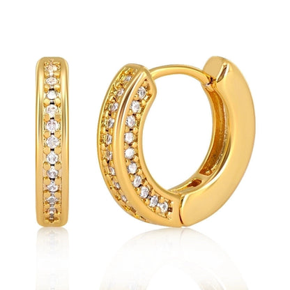 1 Pair Retro Round Copper Zircon Hoop Earrings