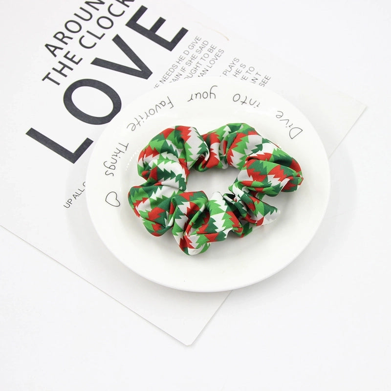 Christmas Cute Women's Color Block Rib-Knit Hair Tie