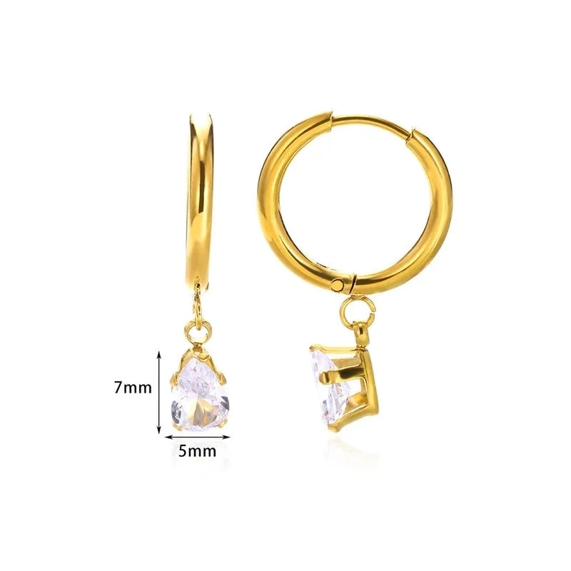 1 Pair Elegant Streetwear Geometric Plating 304 Stainless Steel Zircon Drop Earrings