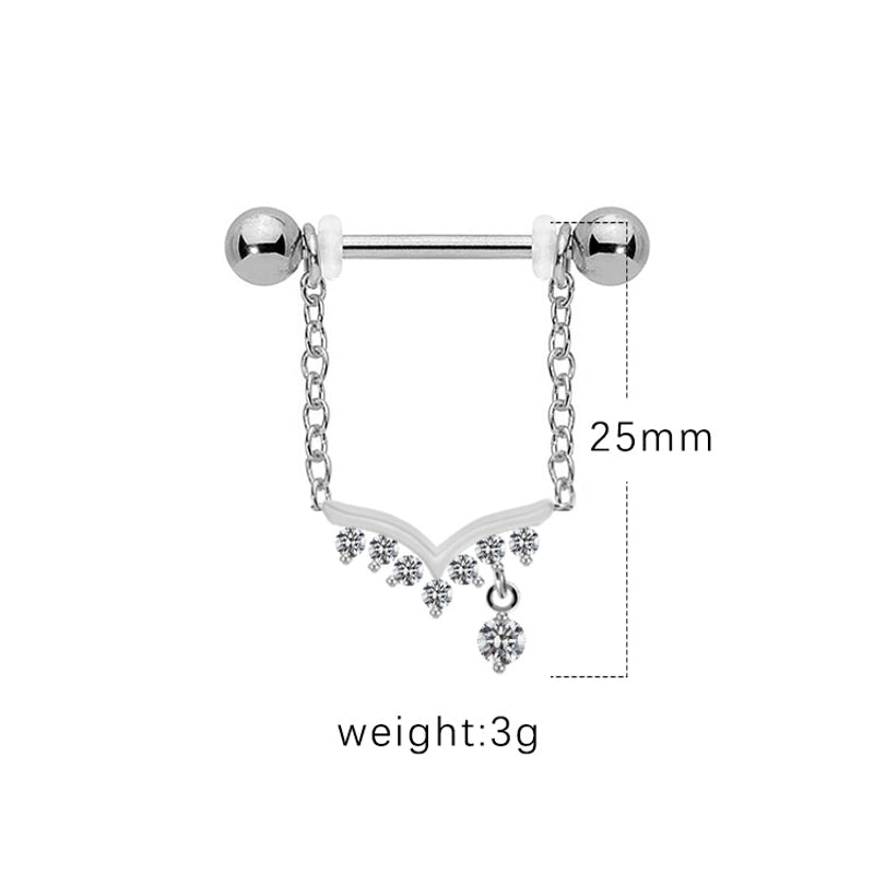 1 Piece Nipple Rings & Studs IG Style Shiny Heart Shape Flower 316L Stainless Steel Alloy Titanium Steel Epoxy Chain Inlay Resin Rhinestones Glass White Gold Plated Gold Plated