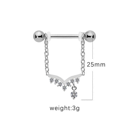 1 Piece Nipple Rings & Studs IG Style Shiny Heart Shape Flower 316L Stainless Steel Alloy Titanium Steel Epoxy Chain Inlay Resin Rhinestones Glass White Gold Plated Gold Plated