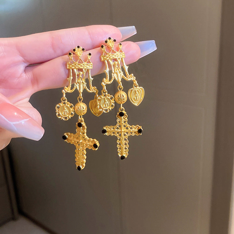 Baroque Droplet Droplet Flower Copper Electroplating Earrings