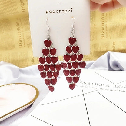 2 Pieces Elegant Star Tassel Heart Shape Inlay Alloy Artificial Pearls Rhinestones Glass Earrings