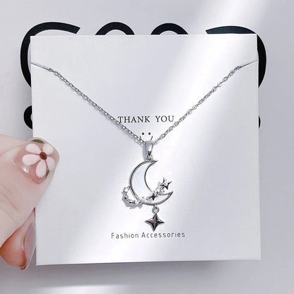 Casual Minimalist Human Flower Titanium Steel Plating Inlay Rhinestones Pearl Pendant Necklace