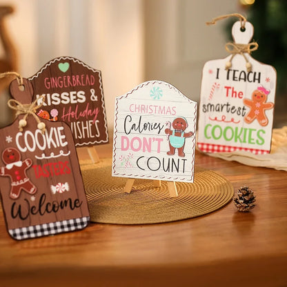 Christmas Cartoon Style Cute Pastoral Gingerbread Letter Wood Festival Hanging Ornaments Ornaments Decorative Props