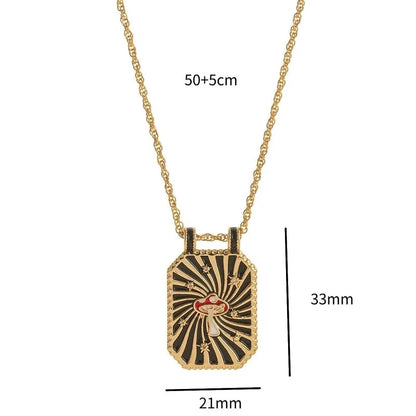 Copper Gold Plated Enamel Tarot Pendant Necklace