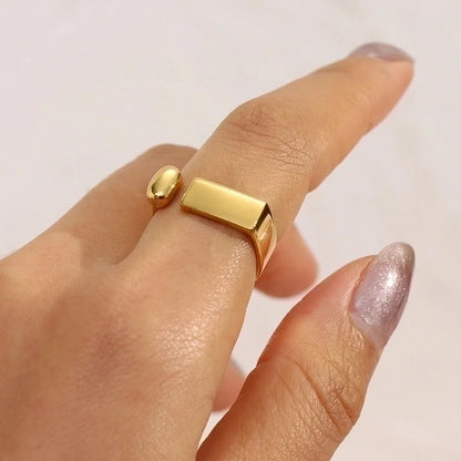Retro Geometric 304 Stainless Steel 18K Gold Plated Open Ring