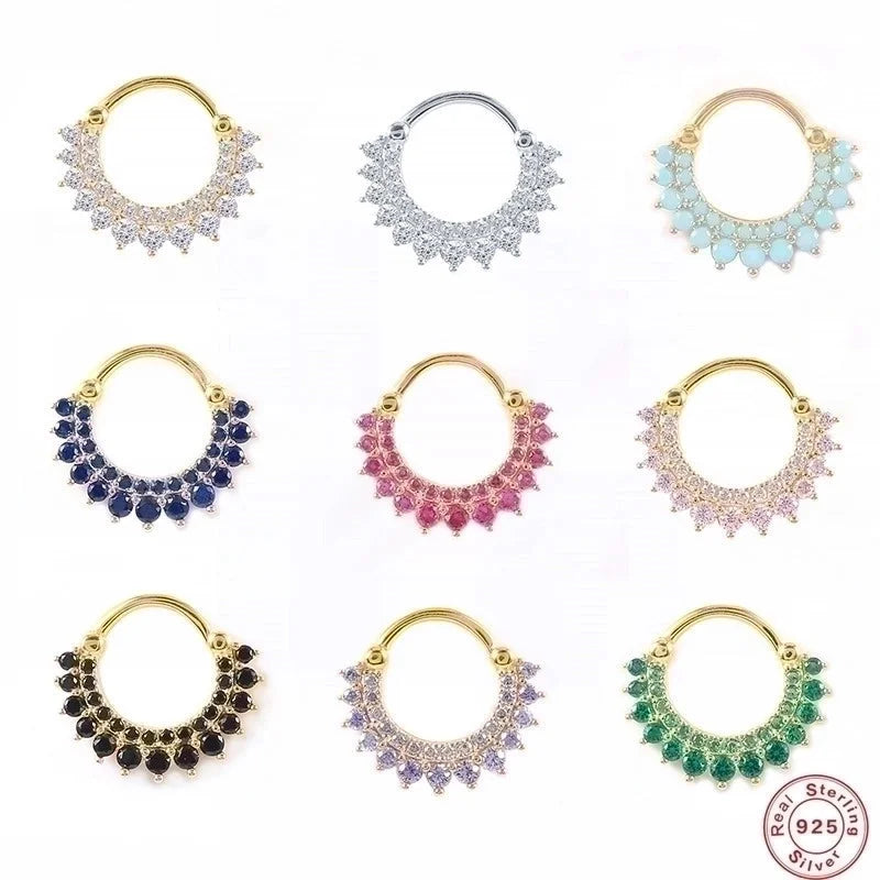 1 Piece Ear Cartilage Rings & Studs Fashion Solid Color 925 Sterling Silver Plating Inlay Zircon