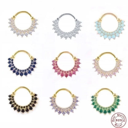 1 Piece Ear Cartilage Rings & Studs Fashion Solid Color 925 Sterling Silver Plating Inlay Zircon