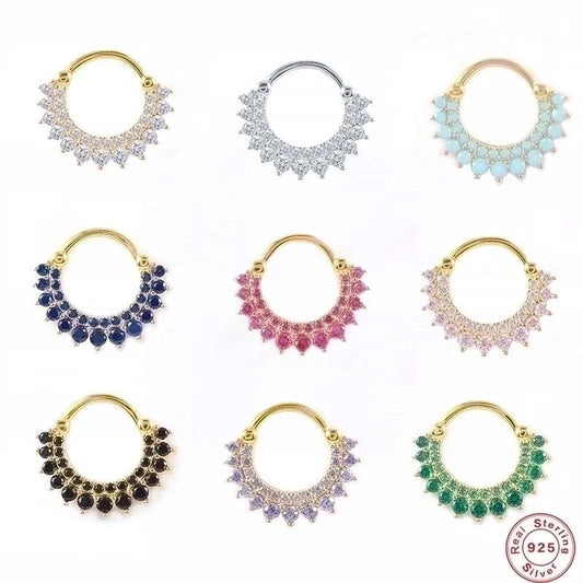 1 Piece Ear Cartilage Rings & Studs Fashion Solid Color 925 Sterling Silver Plating Inlay Zircon