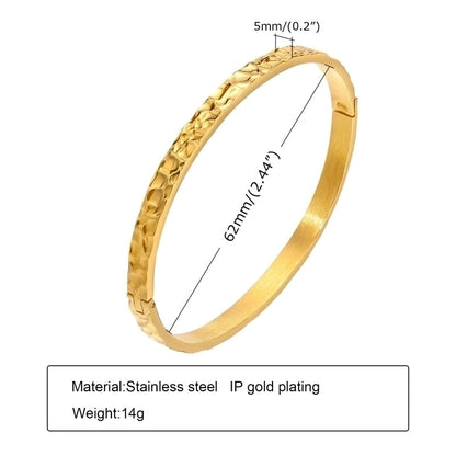 Elegant Geometric Stainless Steel Inlay Zircon 18k Gold Plated Bangle