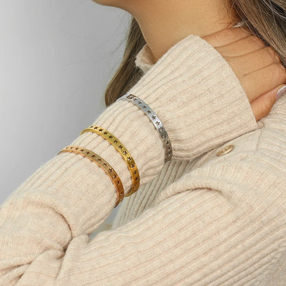 Fashion Pentagram Stainless Steel 18K Gold Plated Bangles