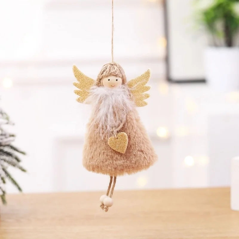 Christmas Cute Angel Heart Shape Plush Party Hanging Ornaments