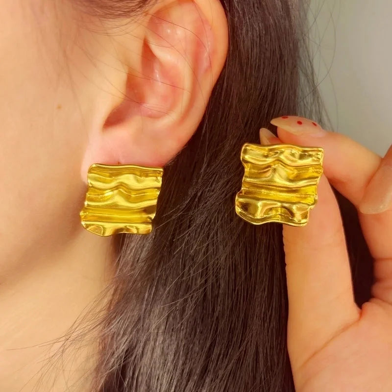 1 Pair Artistic Square Waves Rubik'S Cube 304 Stainless Steel Ear Studs