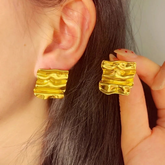 1 Pair Artistic Square Waves Rubik'S Cube 304 Stainless Steel Ear Studs