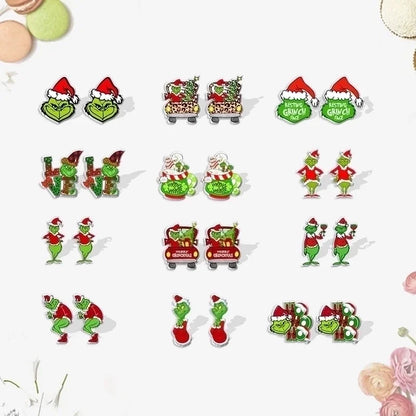 5 Pieces Cute Cartoon Christmas Hat Christmas Tree Arylic Epoxy Christmas Women's Earrings 1 Pair