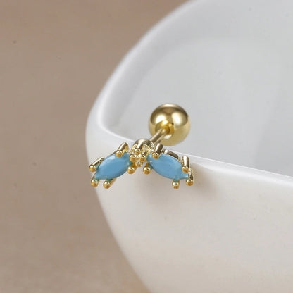 1 Piece Ear Cartilage Rings & Studs IG Style Ice Cream Heart Shape Candy 304 Stainless Steel Inlay Zircon 18K Gold Plated Ear Cartilage Rings & Studs