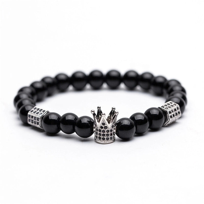 Fashion Frosted Natural Stone Crown Bracelets