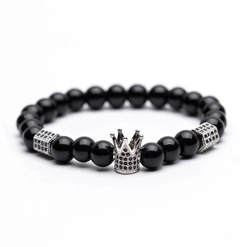 Fashion Frosted Natural Stone Crown Bracelets