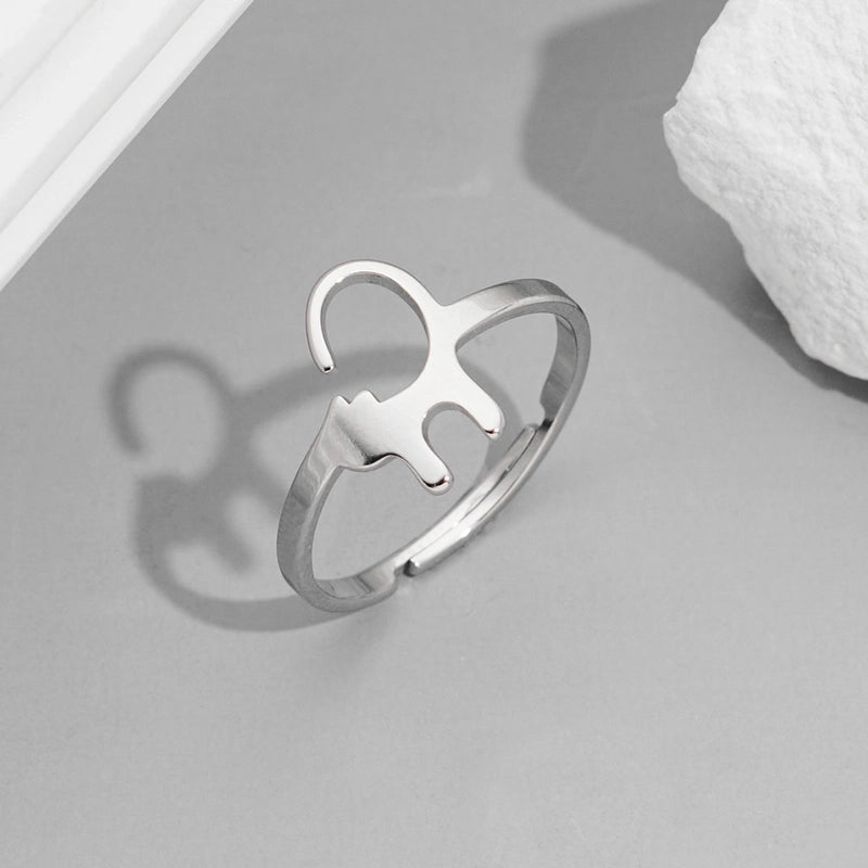 Funny Sweet Pastoral Animal 201 Stainless Steel 18K Gold Plated Polishing Adjustable Ring