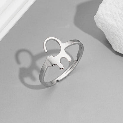 Funny Sweet Pastoral Animal 201 Stainless Steel 18K Gold Plated Polishing Adjustable Ring