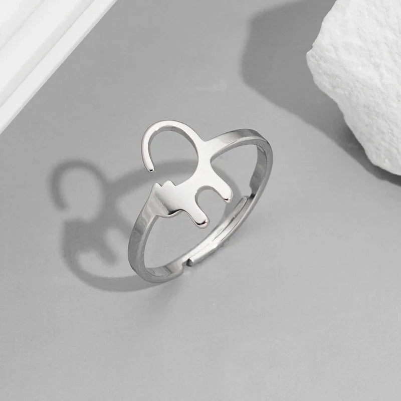 Funny Sweet Pastoral Animal 201 Stainless Steel 18K Gold Plated Polishing Adjustable Ring