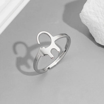 Funny Sweet Pastoral Animal 201 Stainless Steel 18K Gold Plated Polishing Adjustable Ring