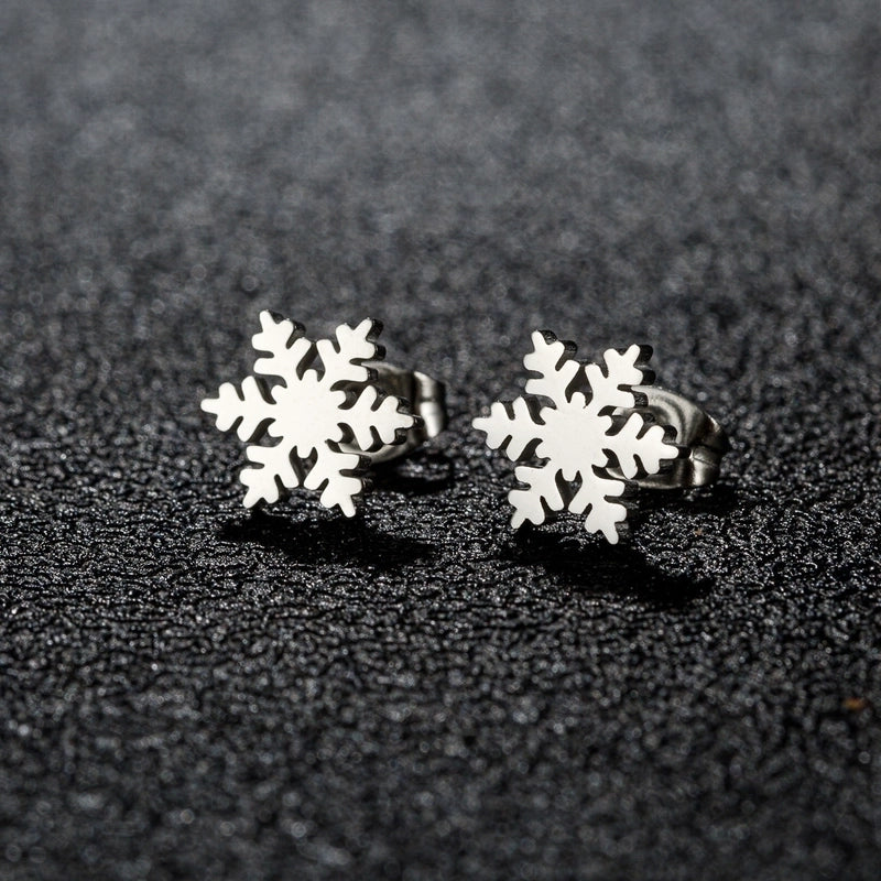 1 Pair Christmas Sweet Minimalist Snowflake Irregular Polishing Plating 304 Stainless Steel 18K Gold Plated Ear Studs
