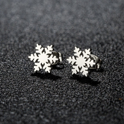 1 Pair Christmas Sweet Minimalist Snowflake Irregular Polishing Plating 304 Stainless Steel 18K Gold Plated Ear Studs