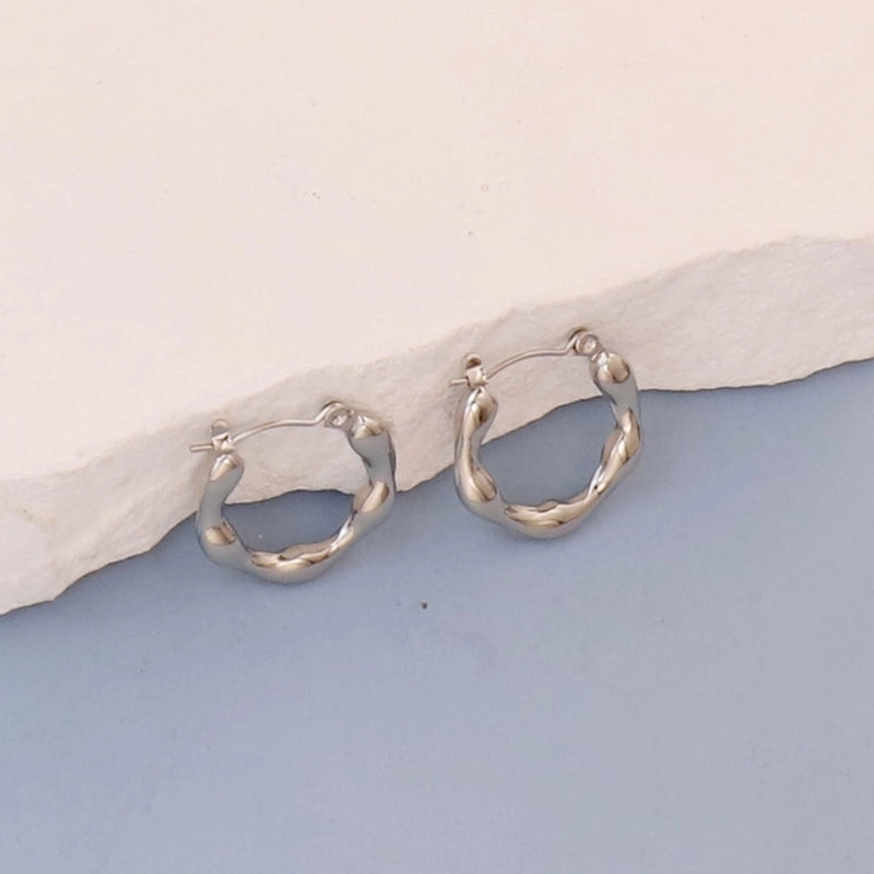 1 Pair Minimalist Round Square Heart Shape 304 Stainless Steel Earrings