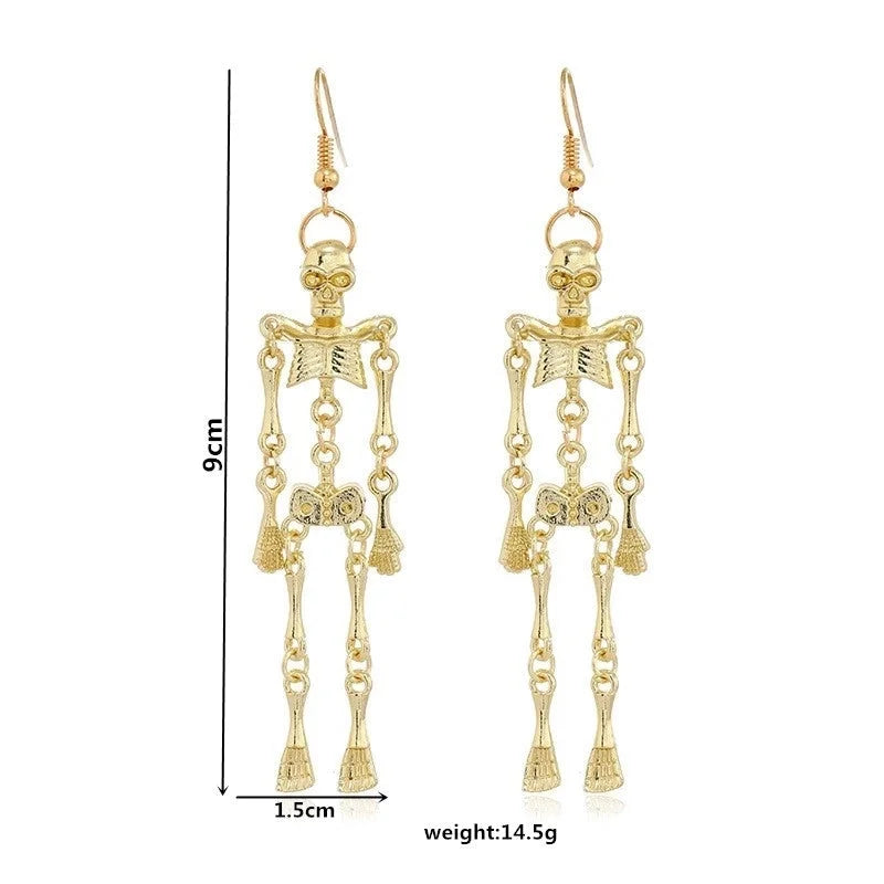 1 Pair Classical Vintage Style Funny Halloween Pattern Bat Skull Arylic Alloy Copper Drop Earrings
