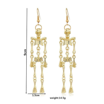 1 Pair Classical Vintage Style Funny Halloween Pattern Bat Skull Arylic Alloy Copper Drop Earrings