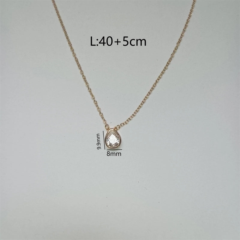 Minimalist Heart Shape Glass Copper 18K Gold Plated Plating Necklace