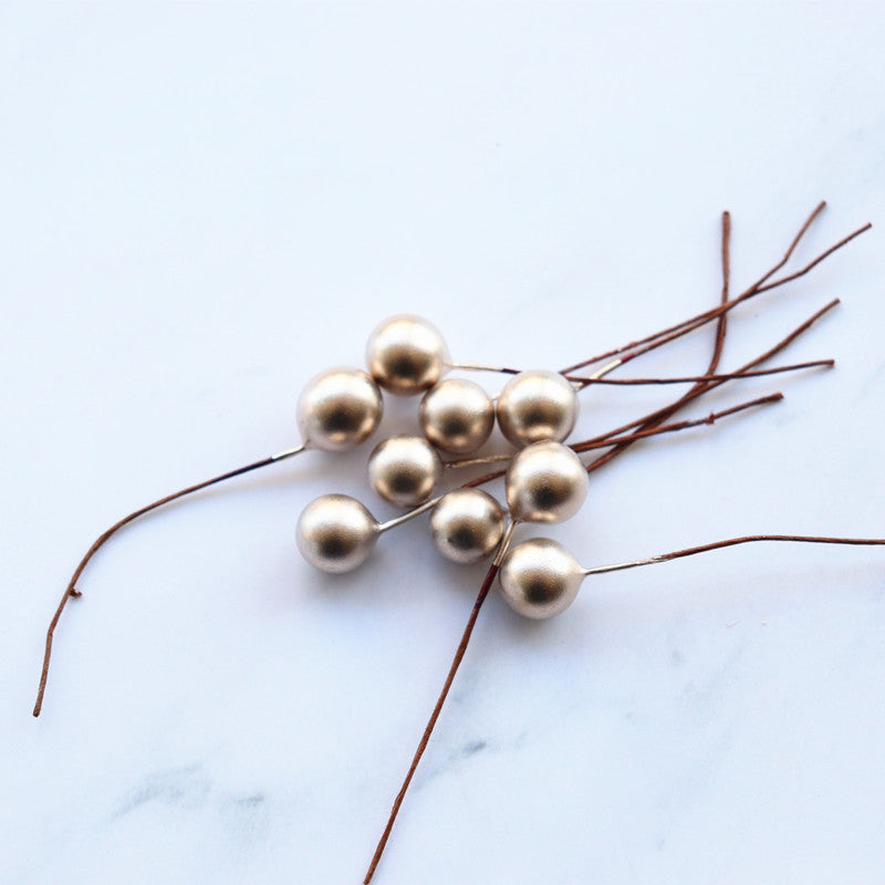 100 Pieces 10mm Metallic Color Berries Christmas Gift Accessories Berries Diy Craft Plant Berries Ornaments