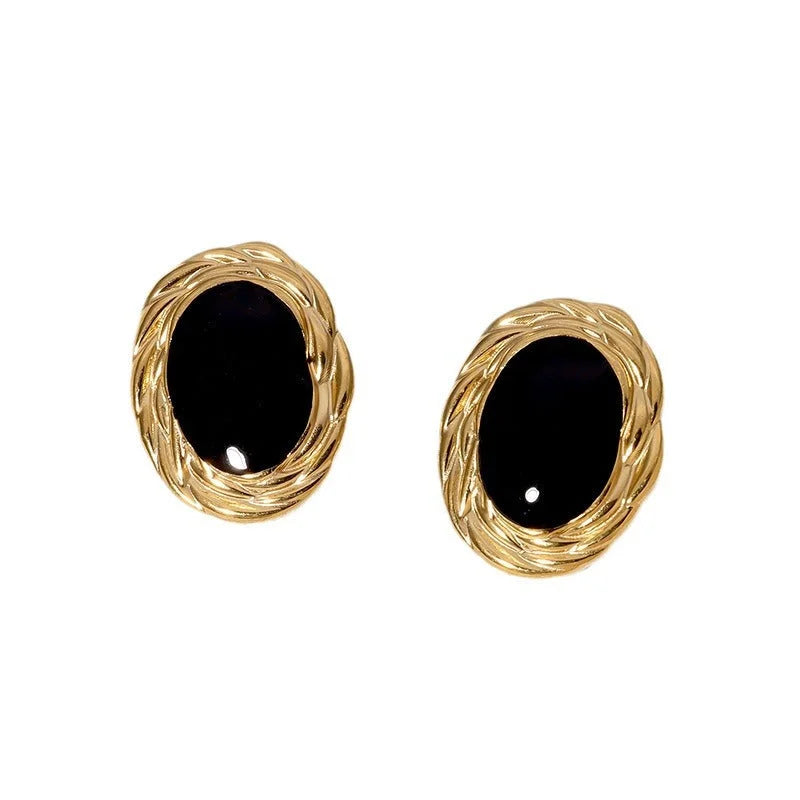 Minimalist Ellipse Geometric Stainless Steel Electroplating Stud Earrings