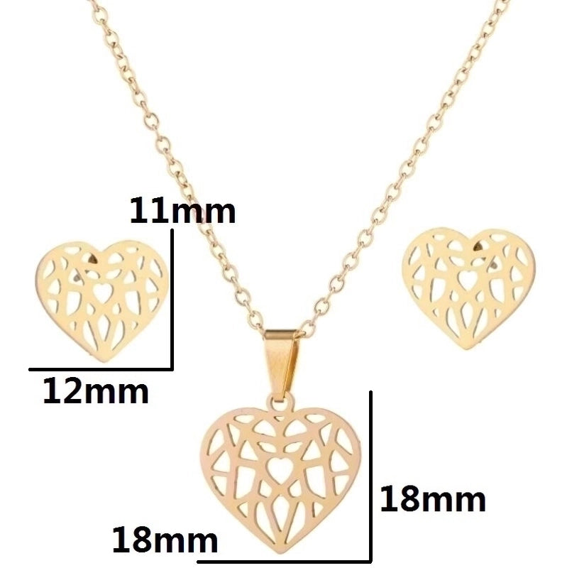 Minimalist Heart Shape Stainless Steel Plating Women\'s Earrings Necklace