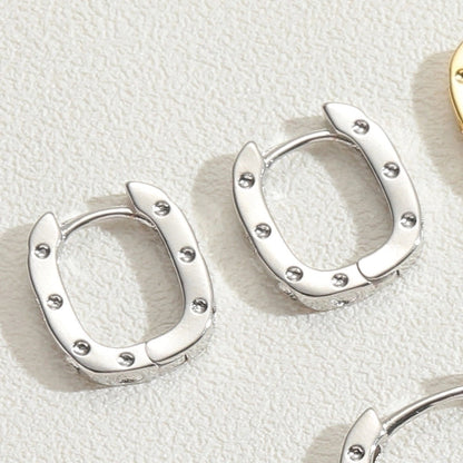 1 Pair Cute Minimalist Commute Square Plating Inlay Copper Zircon 14k Gold Plated White Gold Plated Hoop Earrings