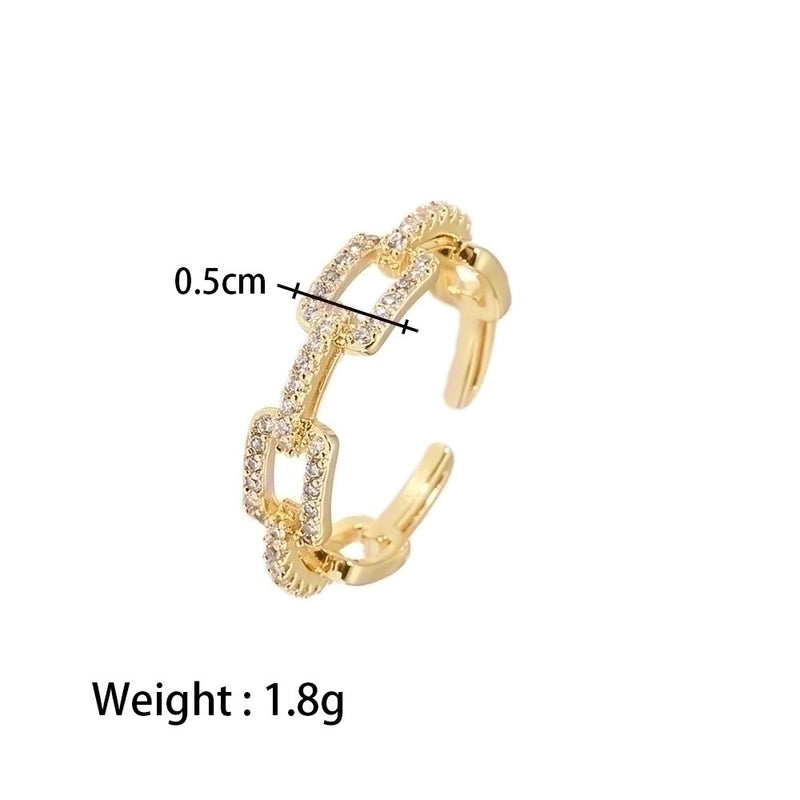 Copper Vintage Style Plating Rectangle Zircon Open Ring