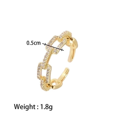 Copper Vintage Style Plating Rectangle Zircon Open Ring